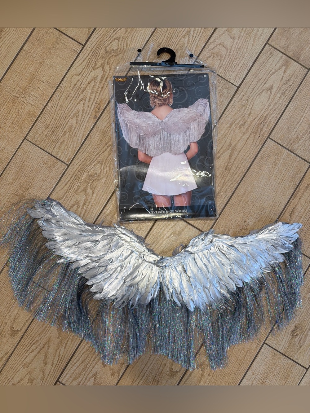 Silver Fringe Angel Wings By Spirit One Size Fits Most Halloween Costume